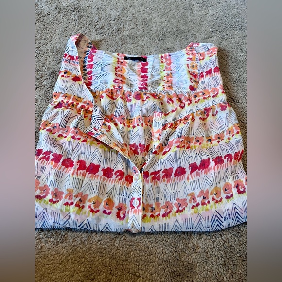 GAP Short Sleeve Floral Blouse Size XL/XXL - Picture 2 of 11